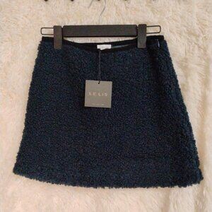 Le Lis Black Sherpa Mini Skirt Size M NWT